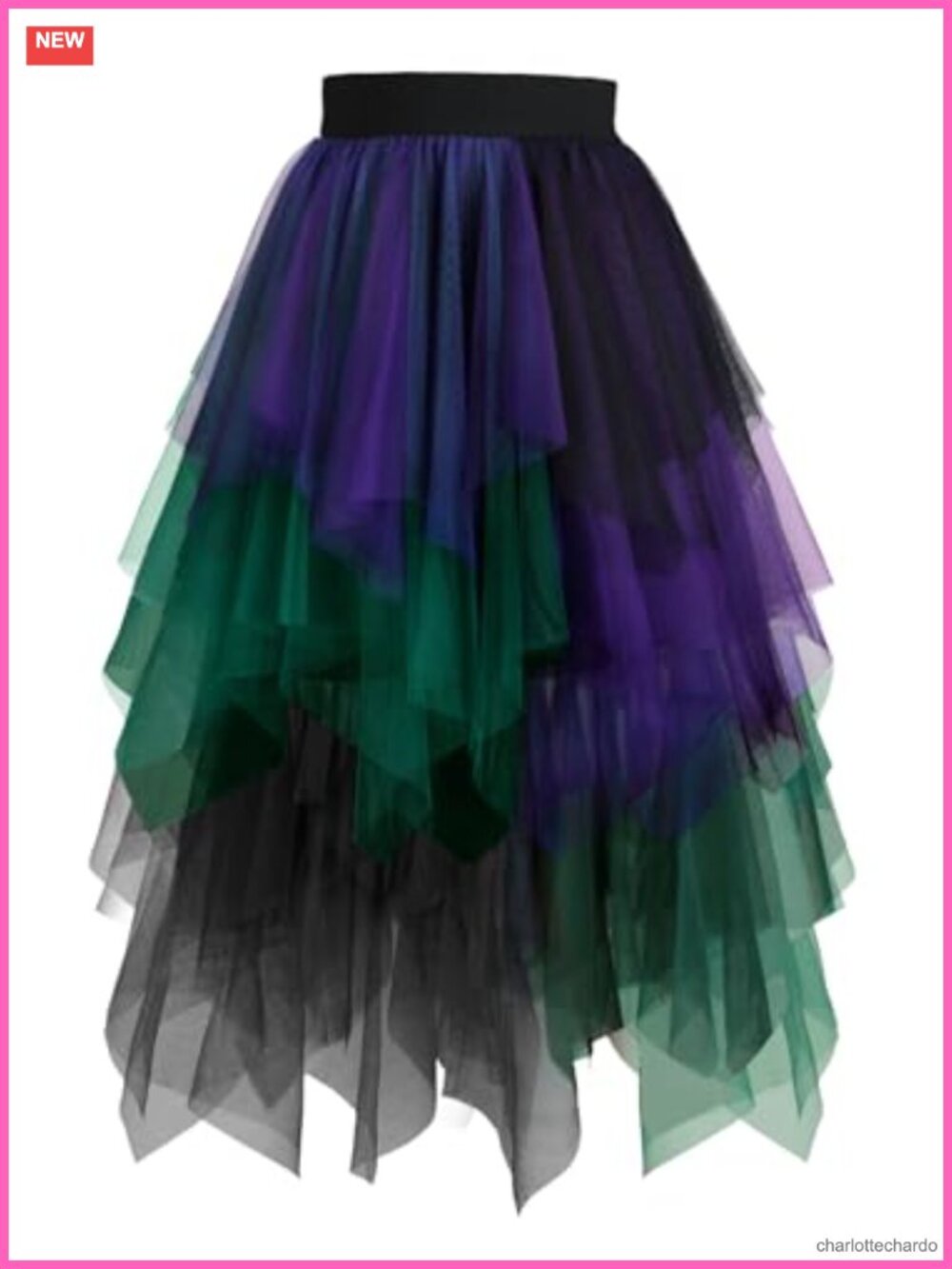 Tulle Layered Midi Skirt High Elastic Waist A-Line Tutu